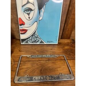Vintage 1956 Chevrolet License Plate Frame Metal Sacramento Calif Auto Frames